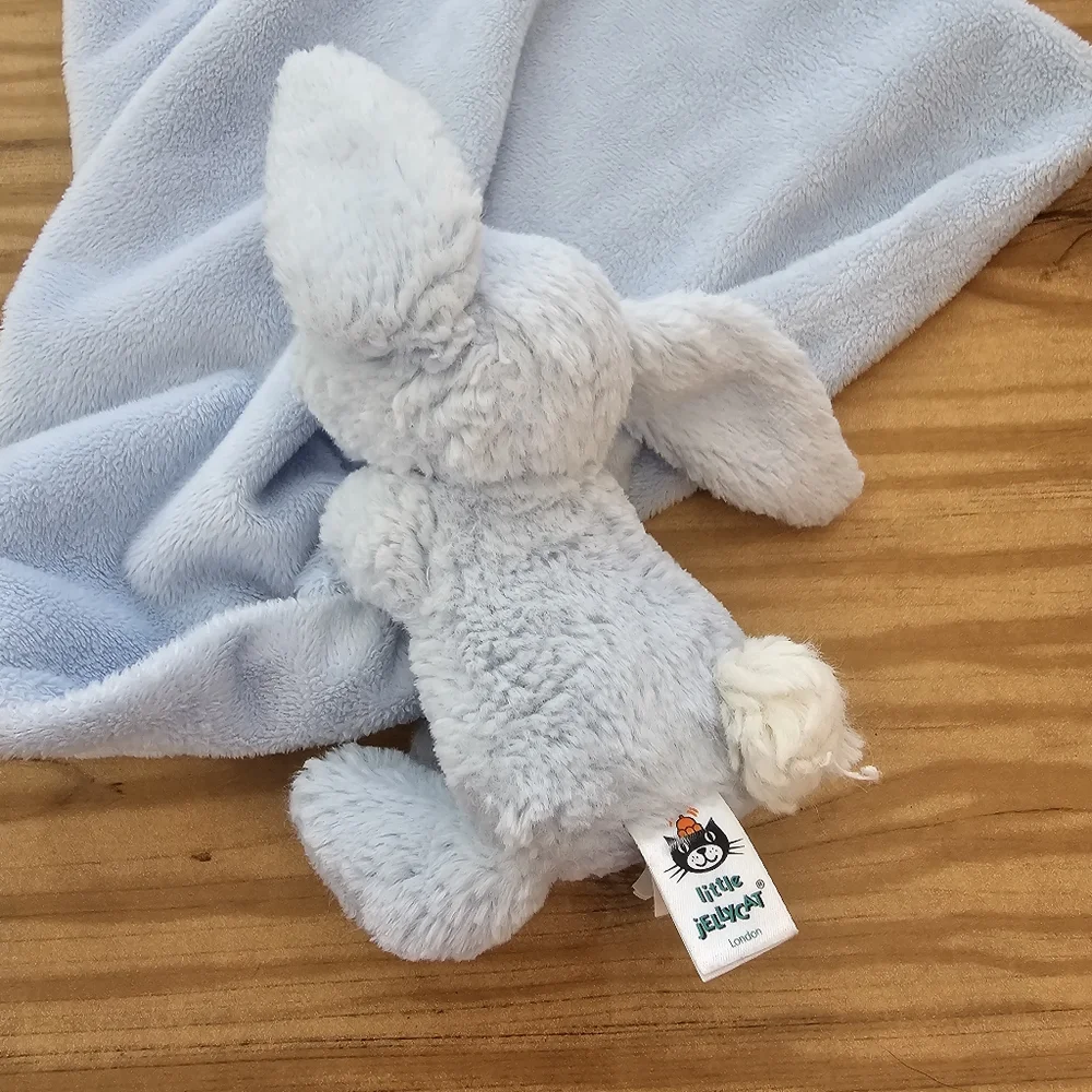 Jellycat Blue BUNNY RABBIT Lovey  Security Blanket 13”× 13